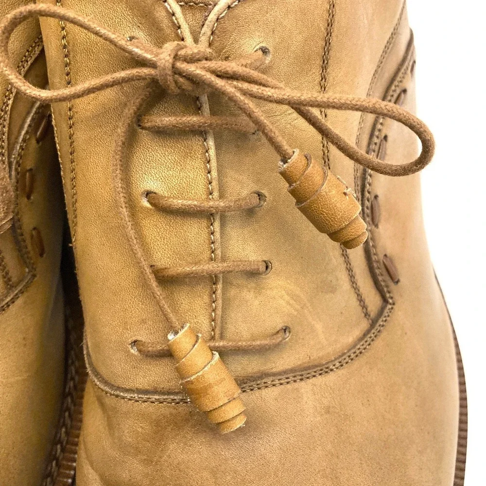 Mezlan Coppola Leather Oxford Shoes‎ Mens 13 Tan Brown Stitching Cap Toe